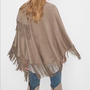 WHBM Suede Fringed Coverup Wrap
